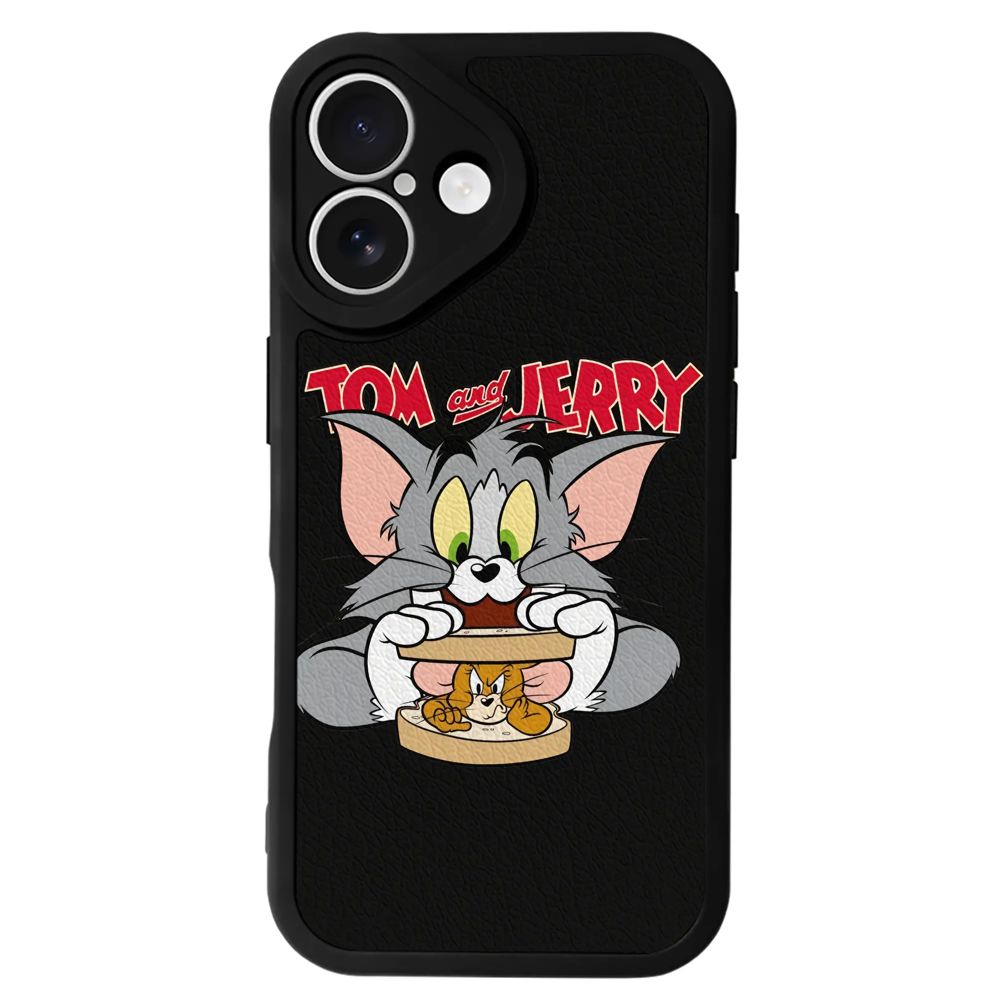 トムとジェリー グッズ トム - IPhone 16シリーズ対応 ・ シリコンスマホケース ・ レザー調 ・ 高精度フィット ・ 耐衝撃 ・ ワイヤレス充電対応 ・ 精密カット